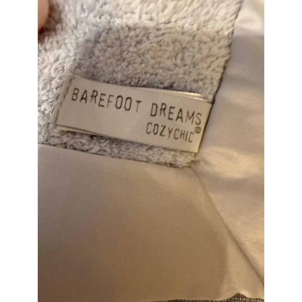 Barefoot Dreams CozyChic Baby Blanket Blue Satin Trim Dream Play Love Laugh